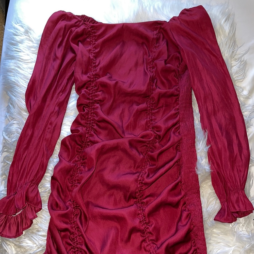 Ruffle burgundy dress